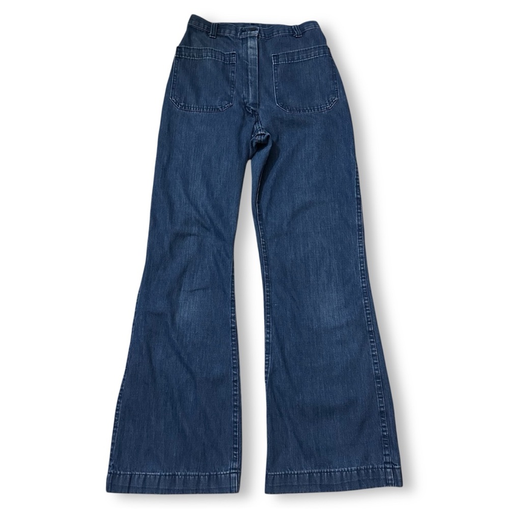 Vintage 70s Navy Issued Sailor Bell Bottom Jeans Denim Dungarees - Picture 1 of 7